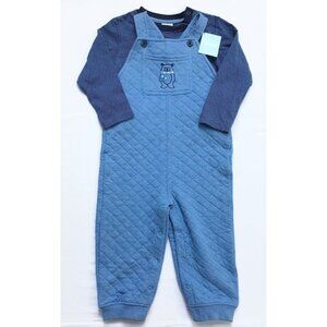 Gymboree Winter Bear Quilted Overalls Outfit Toddler Boys 18-24 Mos. Snow Scarf